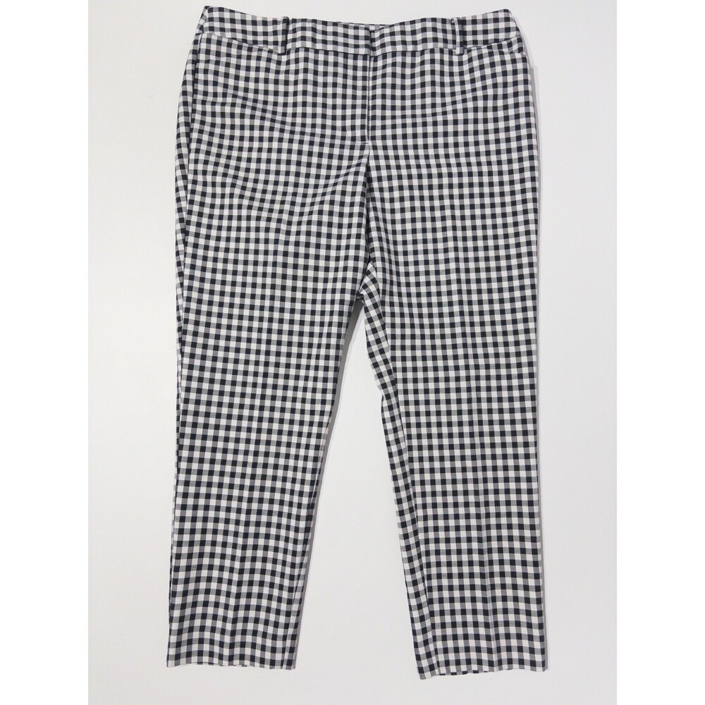 Talbots White Black Checkered Hampshire Ankle Pants Trousers Women Size 14P (P3)